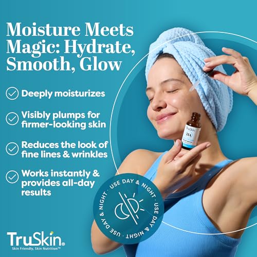 TruSkin Hyaluronic Acid Serum for Face + 7 Ultra Hydrating Ingredients ā Best Face Serum for Moisturizing, Visibly Plumping Skin & Smoothing the Look of Fine Lines, 1 fl oz
