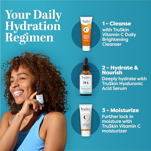 TruSkin Hyaluronic Acid Serum for Face + 7 Ultra Hydrating Ingredients ā Best Face Serum for Moisturizing, Visibly Plumping Skin & Smoothing the Look of Fine Lines, 1 fl oz