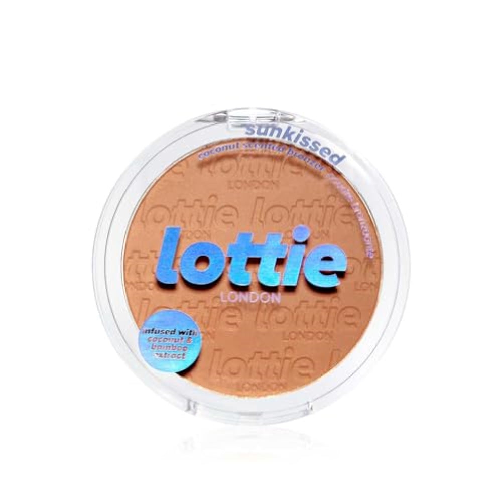 Lottie London Sunkissed Bronzer in Suncatcher, Infused with bamboo extract and Vitamin E this skin-loving bronzer adds a buildable warm bronze for a defined finish