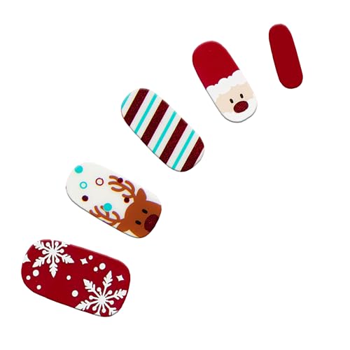 Dashing Diva Gloss Nail Strips - Santa's Helper | UV Free, Chip Resistant, Long Lasting Gel Nail Stickers | Contains 32 Nail Wraps, 1 Prep Pad, 1 Nail File