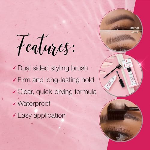 Ardell Brow Glue Instant Lamination Lift and Styling Tool, Eyebrow Gel - Long-Lasting Hold Brow Gel for Fluffy Defined Brows