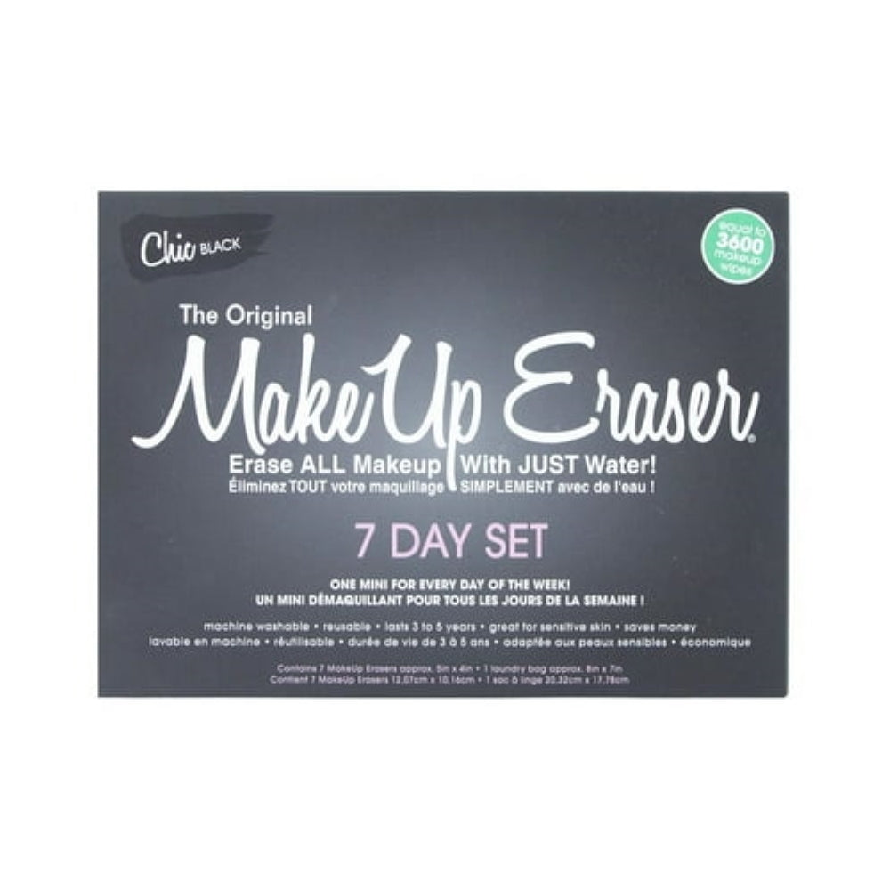 The Original MakeUp Eraser Chic Black 7-Day Set, Reusable Makeup Remover Cloth, 7 Count