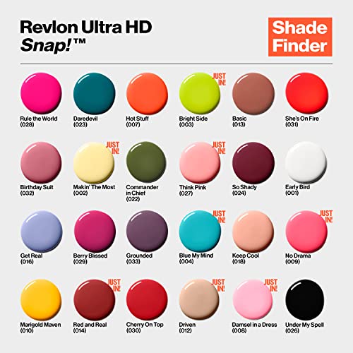 REVLON Ultra HD Snap Nail Color, Natural Rich Glossy Polish, 100% Vegan Formula, No Base or Top Coat Needed, 026 Under My Spell, 0.27 fl oz