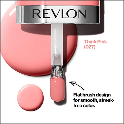 REVLON Ultra HD Snap Nail Color, Natural Rich Glossy Polish, 100% Vegan Formula, No Base or Top Coat Needed, 027 Think Pink, 0.27 fl oz