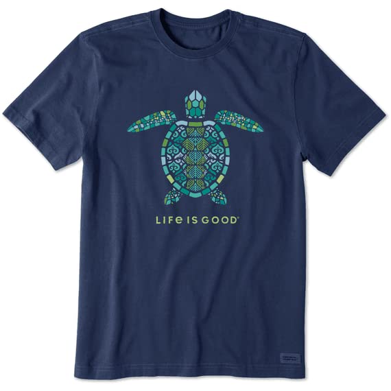 Life is Good Men's Mandala Turtle Short Sleeve Crusher-LITE Tee (Medium, Darkest Blue)