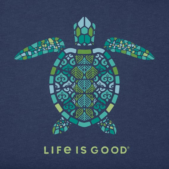 Life is Good Men's Mandala Turtle Short Sleeve Crusher-LITE Tee (Large, Darkest Blue)