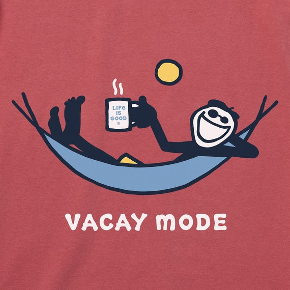 Life is Good Men's Vacay Mode Hammock Short Sleeve Crusher-LITE Tee (Large, Vintage Red)