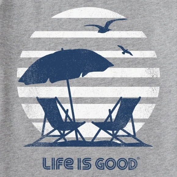 Life is Good Men's 70's Retro Beach Umbrella Short Sleeve Tee (Large, Heather Gray)