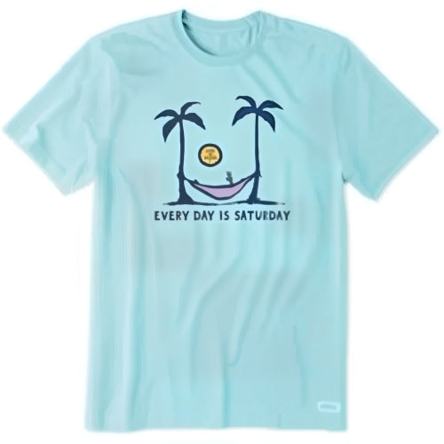 Life is Good Men's Saturday Hammock Palms Short Sleeve Crusher-LITE Tee (Medium, Beach Blue)