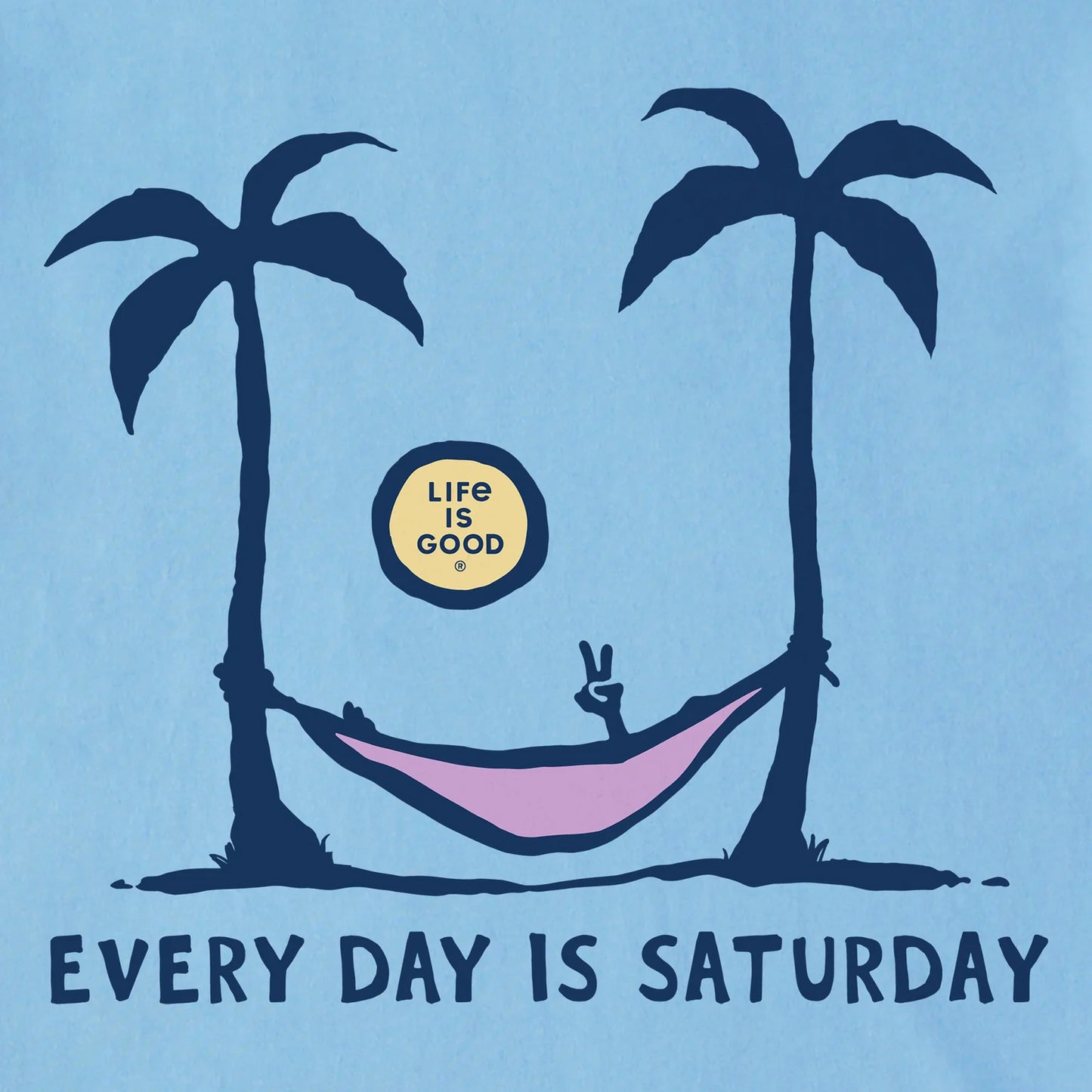 Life is Good Men's Saturday Hammock Palms Short Sleeve Crusher-LITE Tee (Medium, Beach Blue)