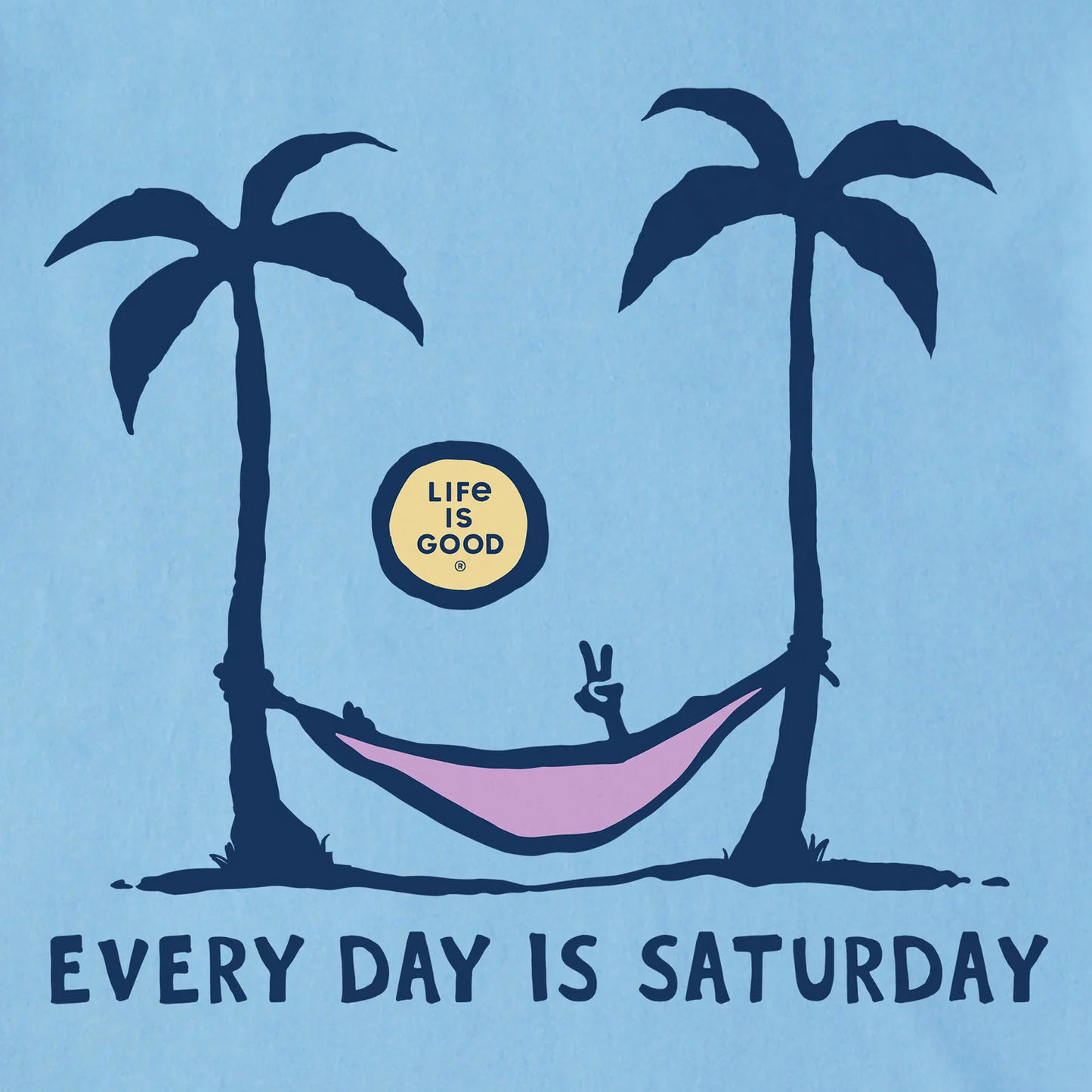 Life is Good Men's Saturday Hammock Palms Short Sleeve Crusher-LITE Tee (Small, Beach Blue)