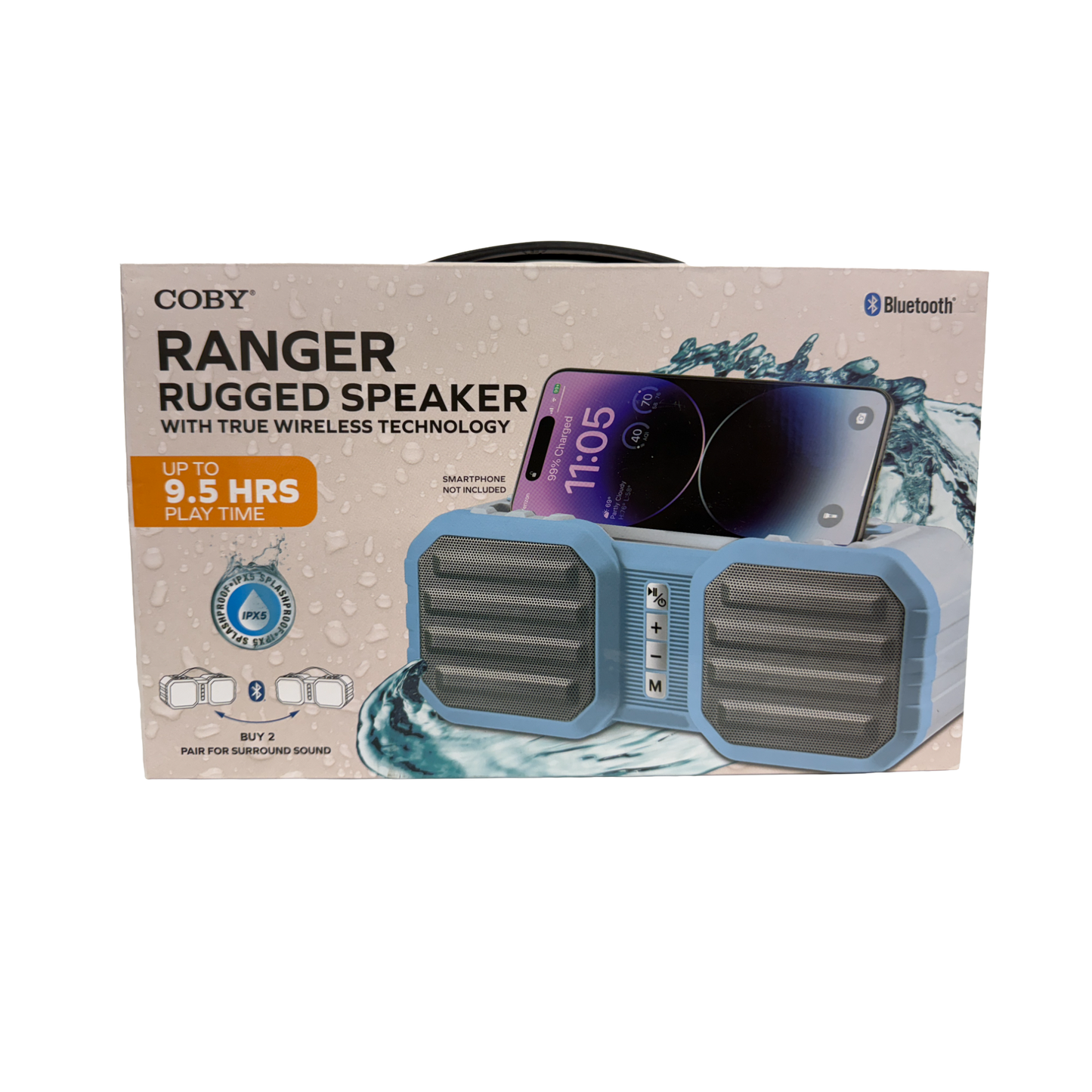 Coby Ranger Wireless Bluetooth Speaker, 9.5-HR Play Time, IPX5 Waterproof Blue Tooth Speakers, Drop Proof, Stereo Sound, Aux & USB Port, TF Card Slot, Portable Speaker Bluetooth 5.3