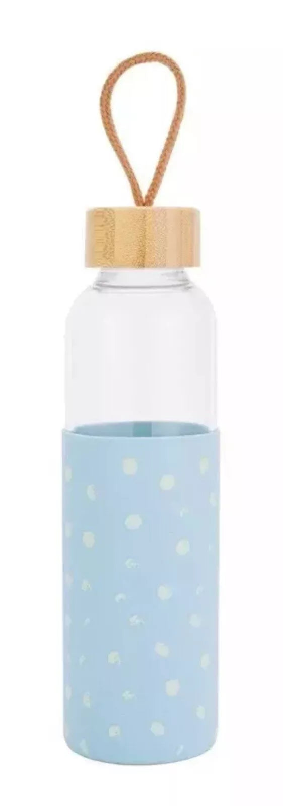 Everybeing Reusable Glass Water Bottle with Purple Decorative Silicone Sleeve 18.6 FL Oz