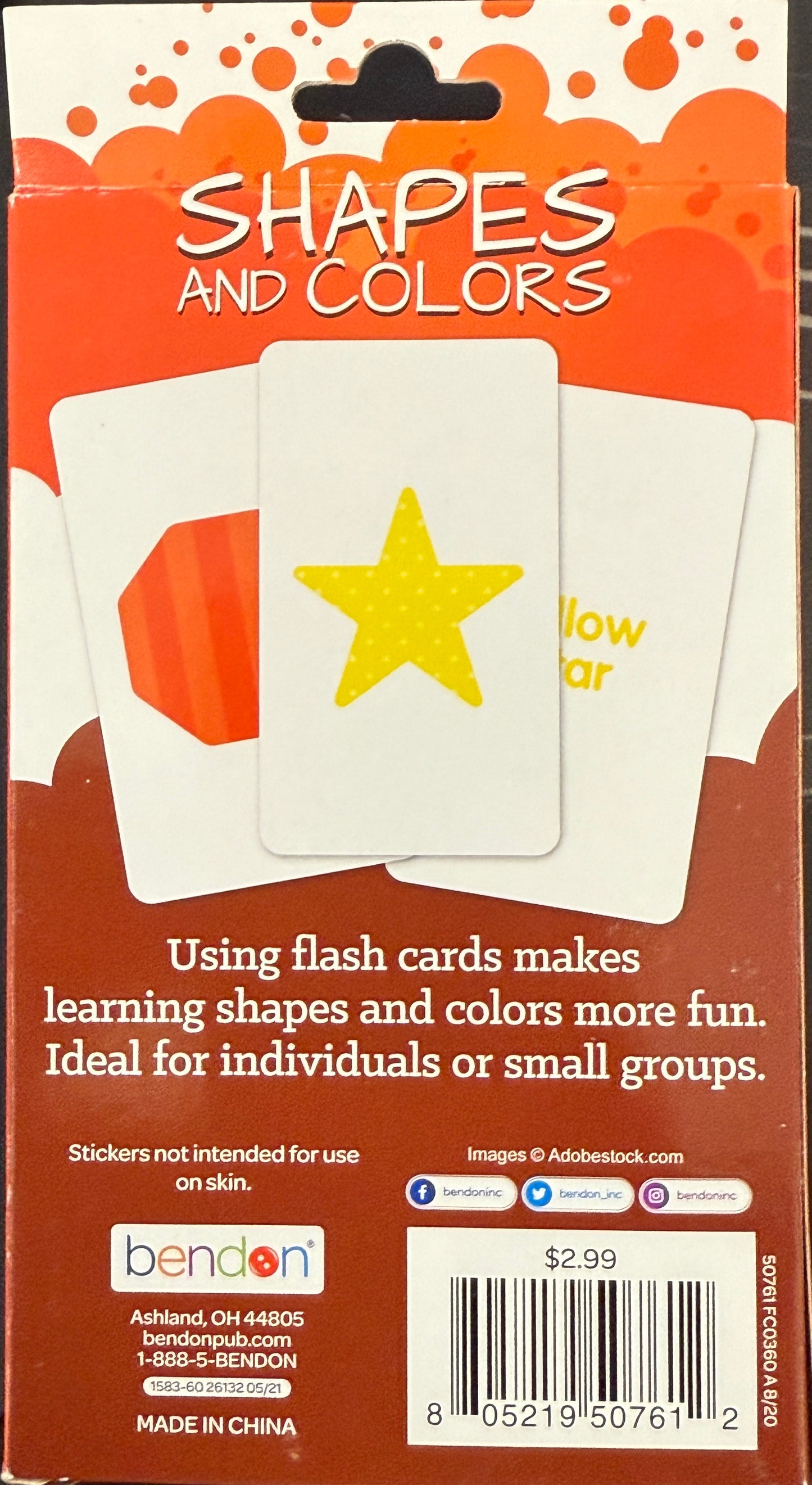 Bendon Shapes And Colors Pre-K Flash Cards set of 36 New Includes Reward Sticker