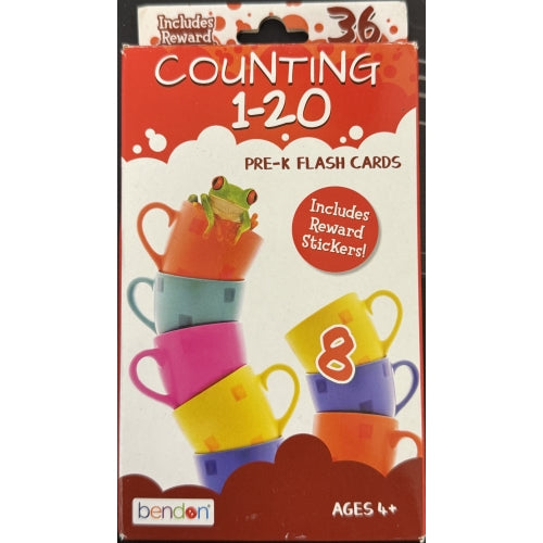 Bendon Counting 1-20 Pre-K Flash Cards - Includes Reward Sticker