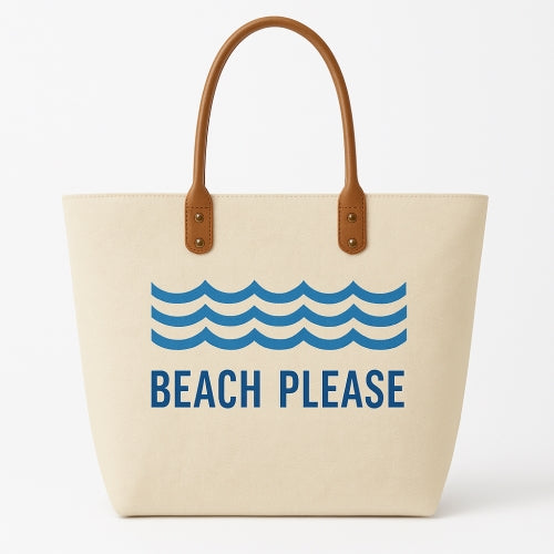 Woven Tote 22" Travel Canteen "Beach Please" Tropical Beach Bag