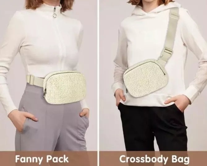 WAYLAND Teddy Belt Bag Women Fanny Pack Waist Fuchsia Fleece