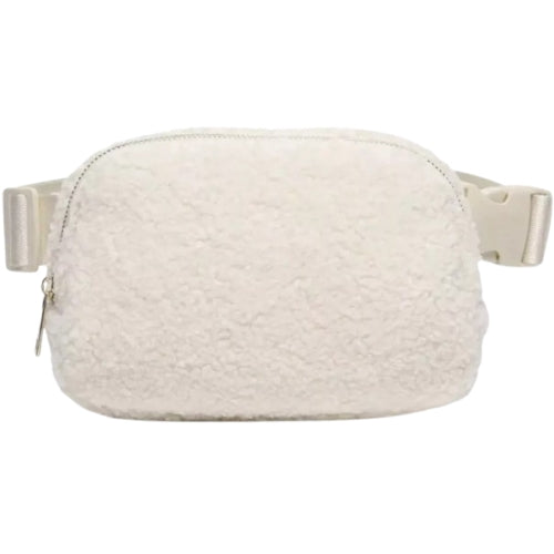 WAYLAND Teddy Belt Bag Women Fanny Pack Waist Gray Fleece