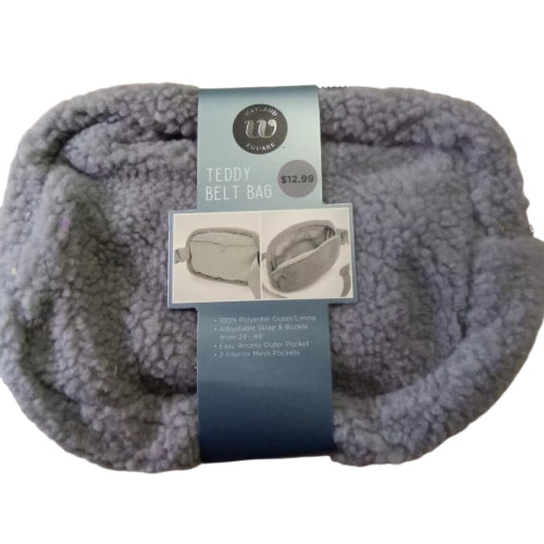 WAYLAND Teddy Belt Bag Women Fanny Pack Waist Gray Fleece