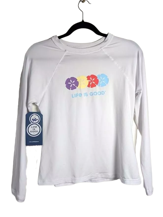 Life is Good Rash Guard Women Long Sleeve UPF 50 Summer White Large
