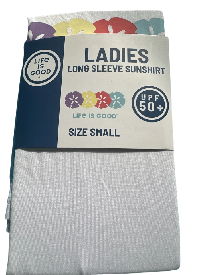 Life is Good Rash Guard Women Long Sleeve UPF 50 Summer White Large