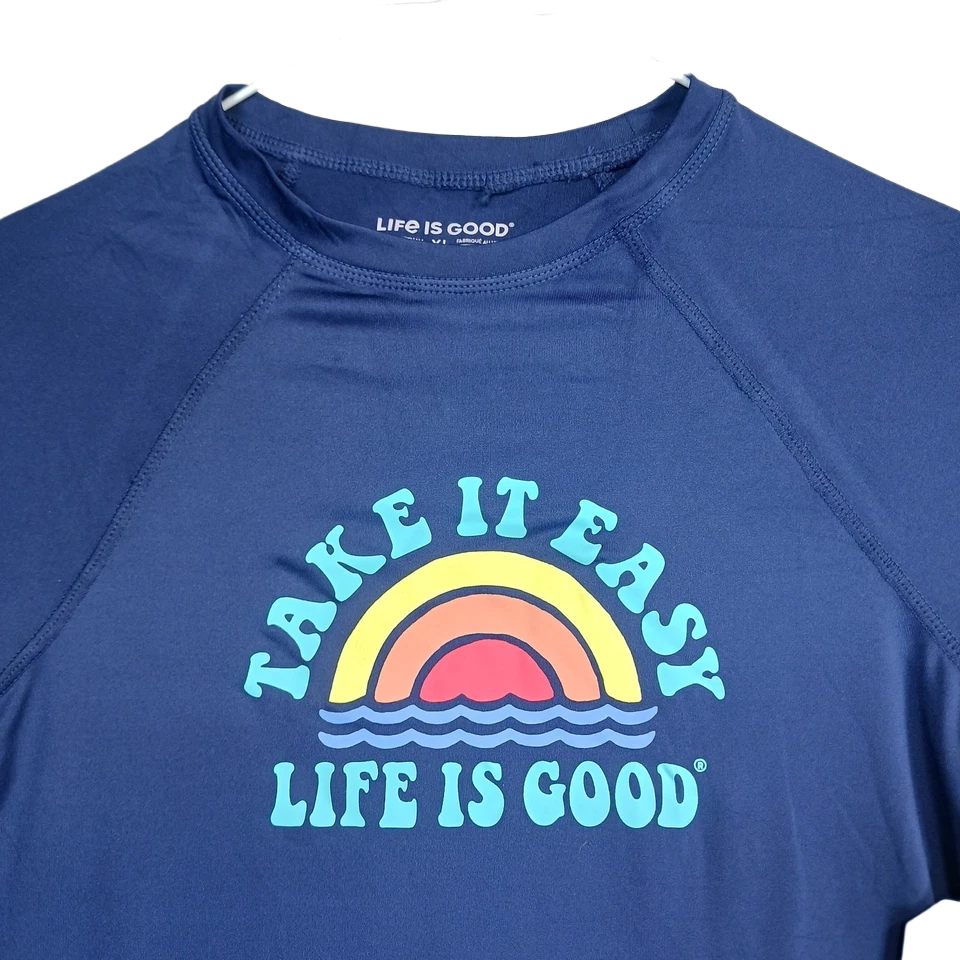Life Is Good Sun Shirt Kids Take It Easy Long Sleeve Beach Rushguard UPF 50 X-Large