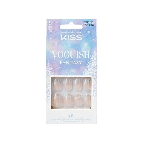 KISS Voguish Fantasy, Holiday Press on Nails, Dear Miracle, Beige, Short Oval, 28 Count