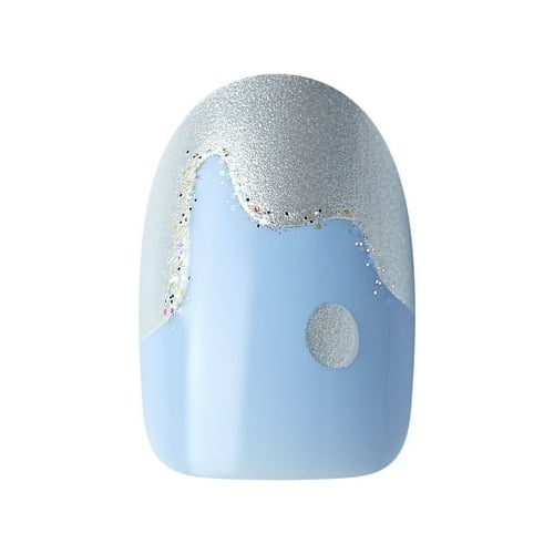 KISS Voguish Fantasy Holiday, Press on Nails, Snowman Nose, Blue, Short Oval, 28 Count