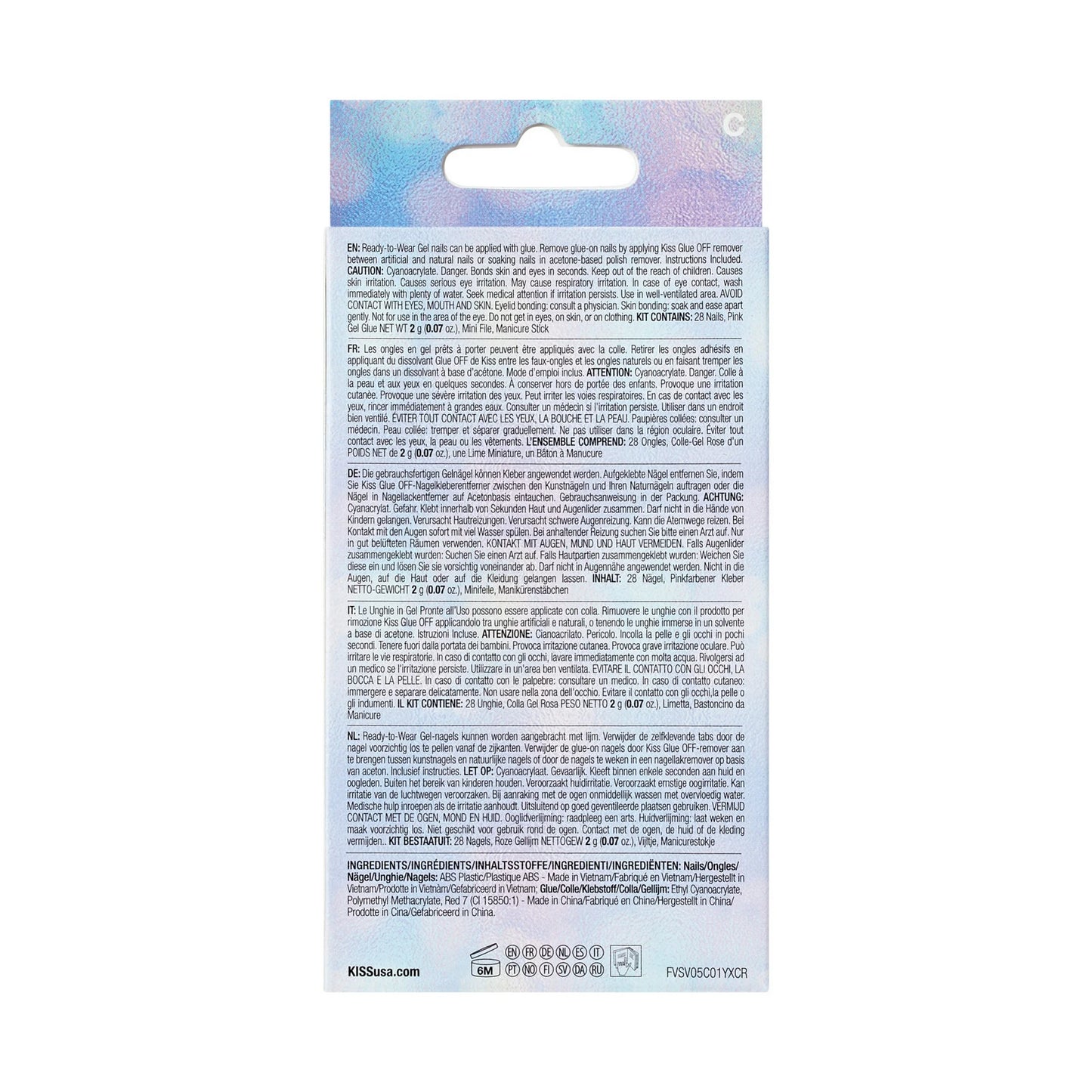 KISS Voguish Fantasy Holiday, Press on Nails, Time with You, Multicolor, Medium Coffin, 28 Count