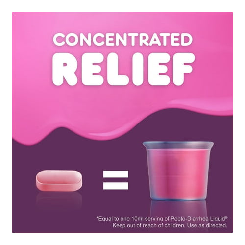 Pepto Bismol Diarrhea Caplets, Fast Anti Diarrhea Relief, over-the-Counter Medicine, 12 Caplets