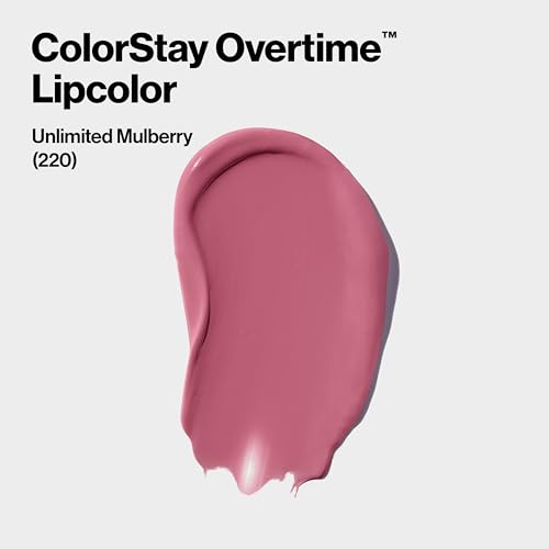 Revlon Liquid Lipstick with Clear Lip Gloss, ColorStay Overtime Lipcolor, Dual Ended with Vitamin E, 220 Unlimited Mulberry, 0.07 Fl Oz