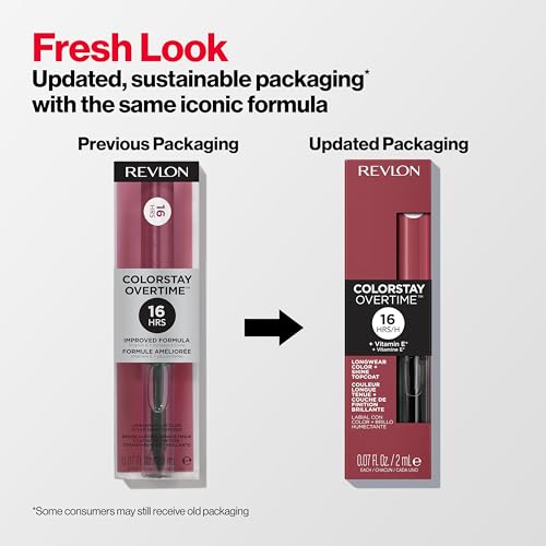 Revlon Liquid Lipstick with Clear Lip Gloss, ColorStay Overtime Lipcolor, Dual Ended with Vitamin E, 220 Unlimited Mulberry, 0.07 Fl Oz