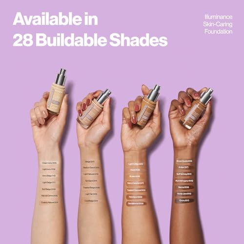 Revlon Illuminance Skin-Caring Liquid Foundation, Hyaluronic Acid, Hydrating and Nourishing Formula with Medium Coverage, 501 Toasted Caramel, 1 fl oz