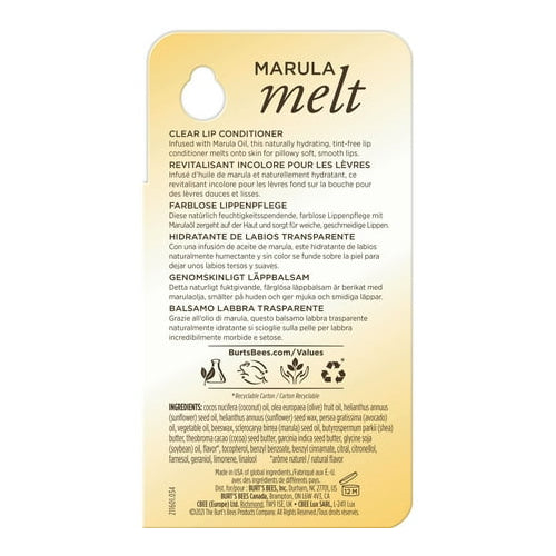 Burts Bees Marula Melt Lip Conditioner, 100% Natural Origin, 0.15 Ounces