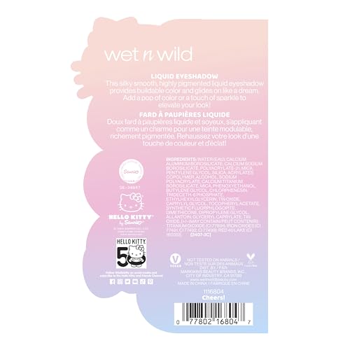 wet n wild Hello Kitty Liquid Eyeshadow, Smooth, Blendable, Shimmery Matte Bubblegum Pink Shade, Cruelty-Free & Vegan - Cheers!
