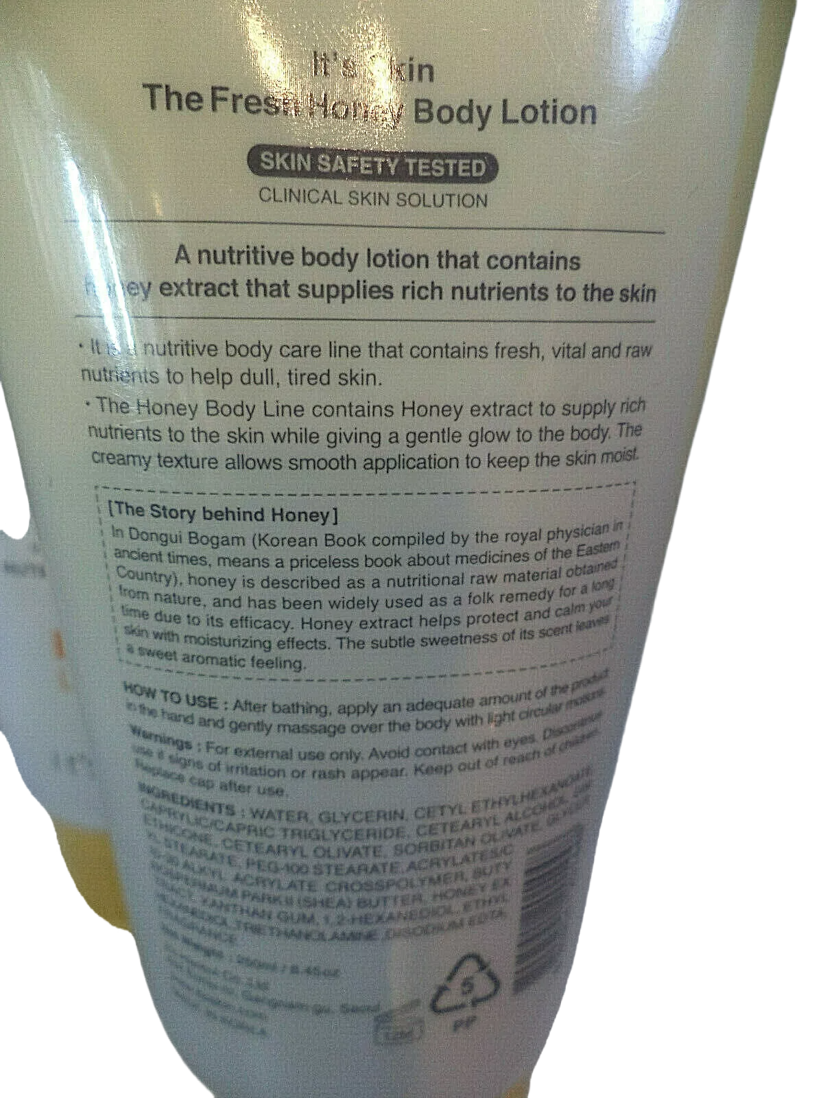 2 Pack IT'S SKIN The Fresh Honey Nutritive Body Lotion 8.45 Oz Made in Korea