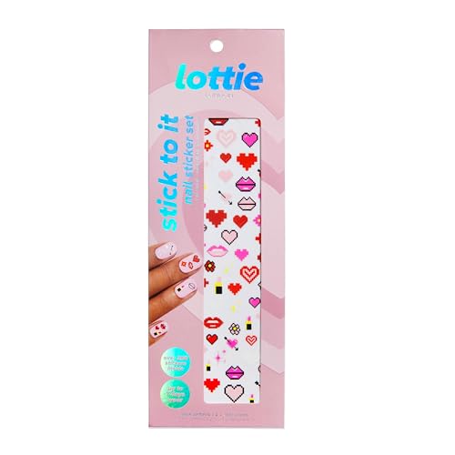 Lottie London Nail Stickers - Heart, Lip, Flower Designs - Pink & Red - Vinyl - Glossy Finish