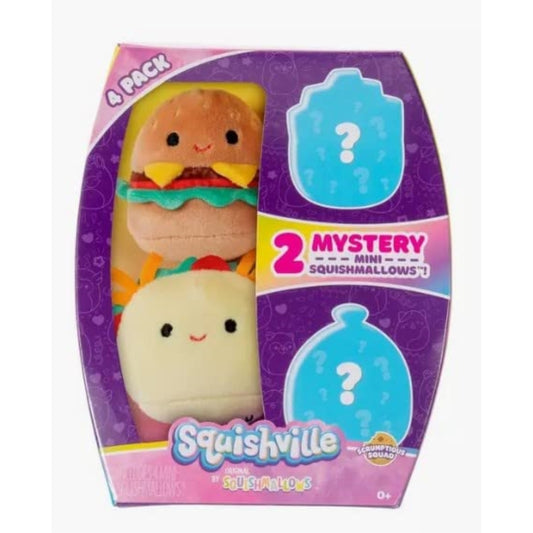 Squishmallows by Kellytoys, Ultra Soft, Pillow pals, Join The Squad (4 Pack- Scrumptious Sqad)