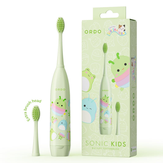 ORDO Squishmallows Toothbrush, Sonic Battery Toothbrushes for Kids, Soft Bristles, Extra Brush Head Inc, Gift for Kids Aged 4 Years and Up, Battery Included, Rutabaga