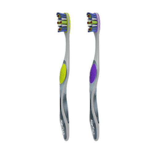Colgate 360 Advanced 4 Zone Manual Toothbrush with Tongue and Cheek Cleaner, Medium, 2 Ct