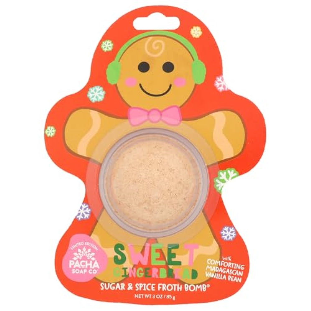 PACHA SOAP Gingerbread Man Froth Bomb Card, 3 OZ