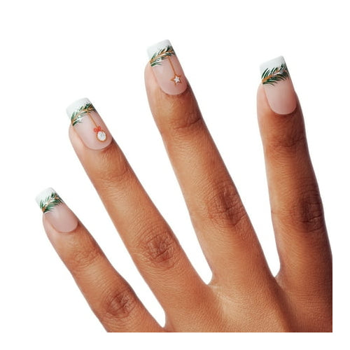 KISS Voguish Fantasy, Holiday Press on Nails, Nutty Elves, Multicolor, Medium Square, 28 Count