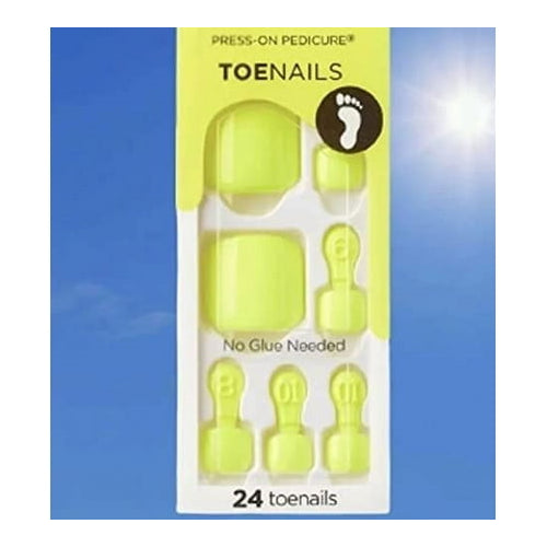 Impress Kiss Color Press-On Bright Shiny Neon Yellow Pedicure Toe Nails IMT500X Got it
