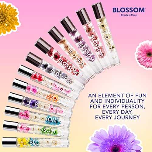 Blossom Roll on Perfume for Women Alcohol Free Rollerball Perfume Oil with Essential Oils, Infused with Real Flowers, Made in USA, 0.20oz (Sandalwood, cedar, Amber, Vetiver), Lavenderwood