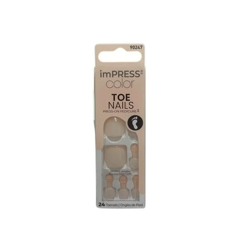 imPRESS Color Toe Nails Press On Pedicure 24 Nails Nude Popcorn