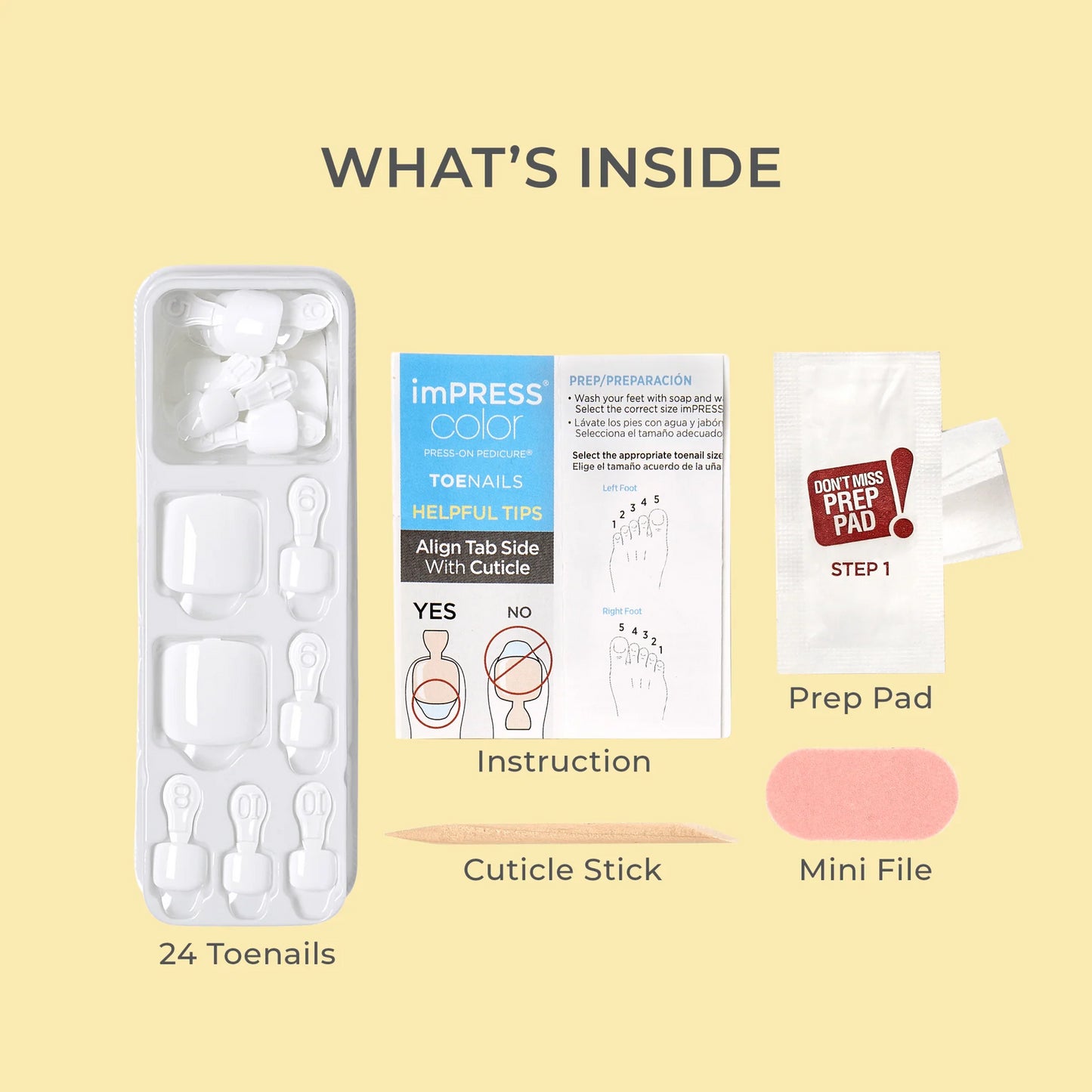 imPRESS Color Toe Nails Press On Pedicure 24 Nails Nude Popcorn
