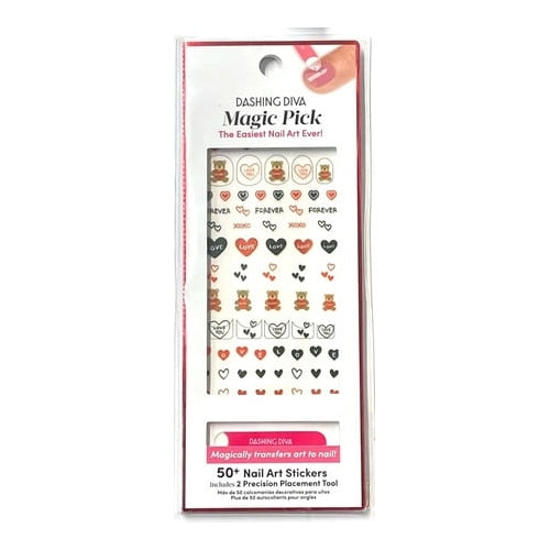 Dashing Diva Magic Pick 50+ Nail Art Stickers - Be(ar) Mine