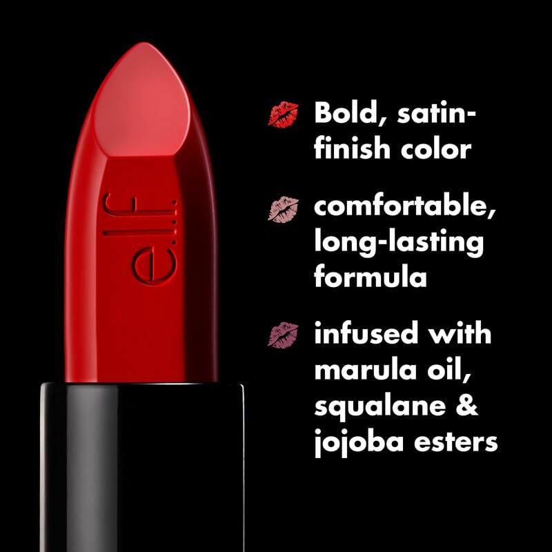 e.l.f. O Face Satin Lipstick, Richly Pigmented, Nourishing & Long-Lasting Creamy Lipstick, Infused With Jojoba, Vegan & Cruelty-Free, No Regrets