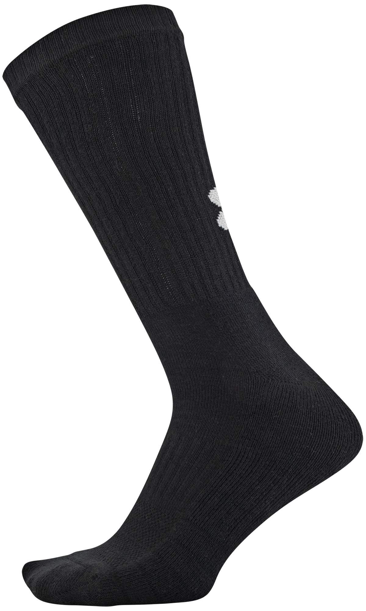 Under Armour Adult Training Cotton Crew Socks, Multipairs , Black (6-Pairs) , Large