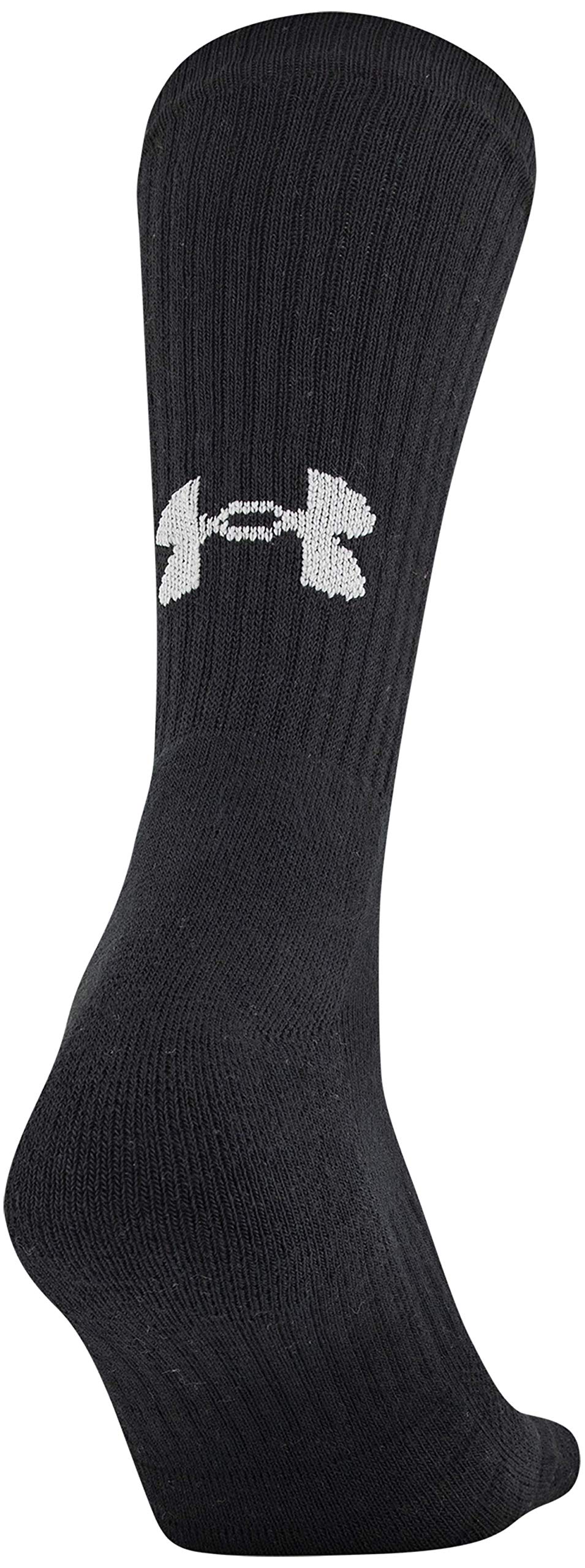 Under Armour Adult Training Cotton Crew Socks, Multipairs , Black (6-Pairs) , Large